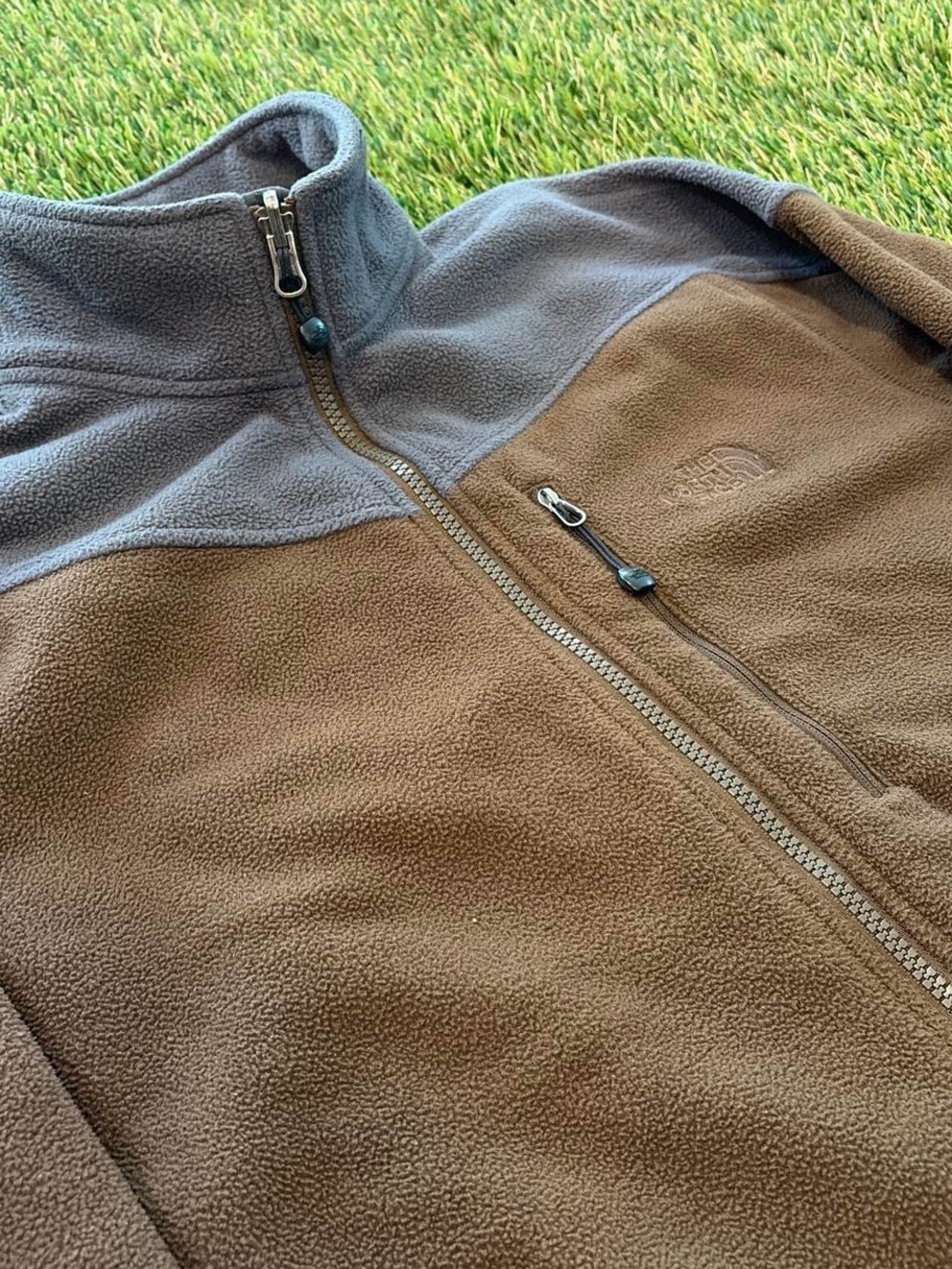The North Face Fleece Jacket Brown Gray Full Zip Mens Size M